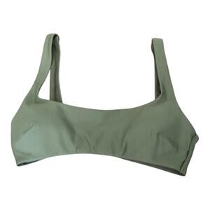 Aerie NWT Wide Strap Scoop Bikini Top Olive Green Small Removable Pads Swim Top